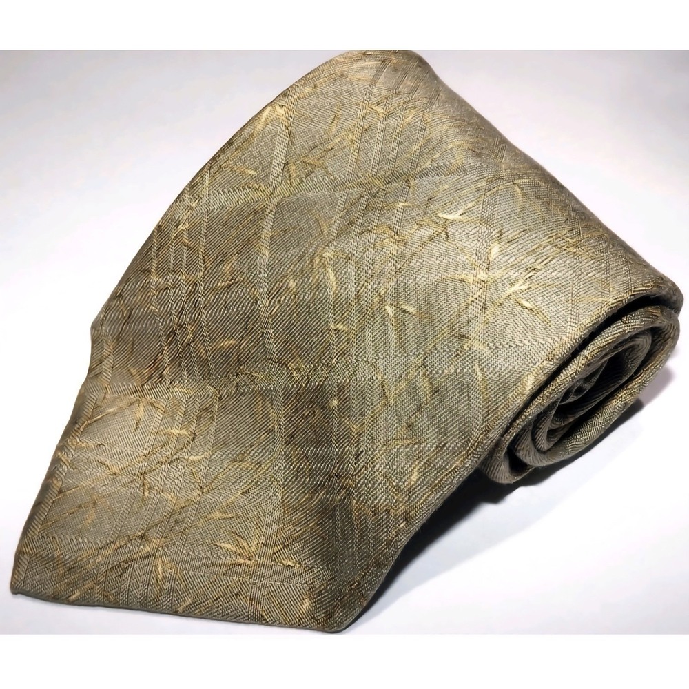 Mens Necktie Tommy Bahama Silk Tie Gold Beige Bambus Made in USA